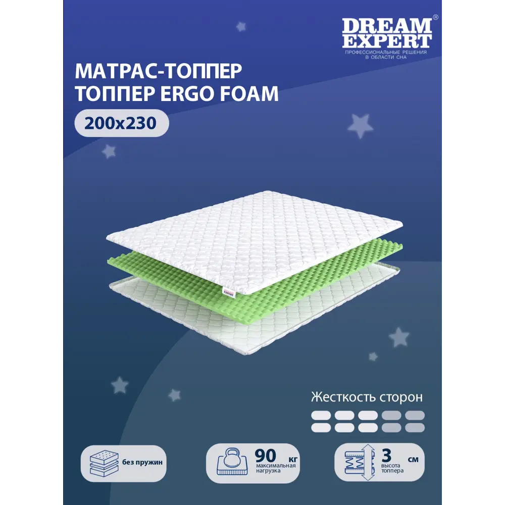 Фото 2 Топпер Dreamexpert DEXDE9495409 200x230x3 см беспружинный 2-спальный Фото 2 Топпер Dreamexpert DEXDE9495409 200x230x3 см беспружинный 2-спальный