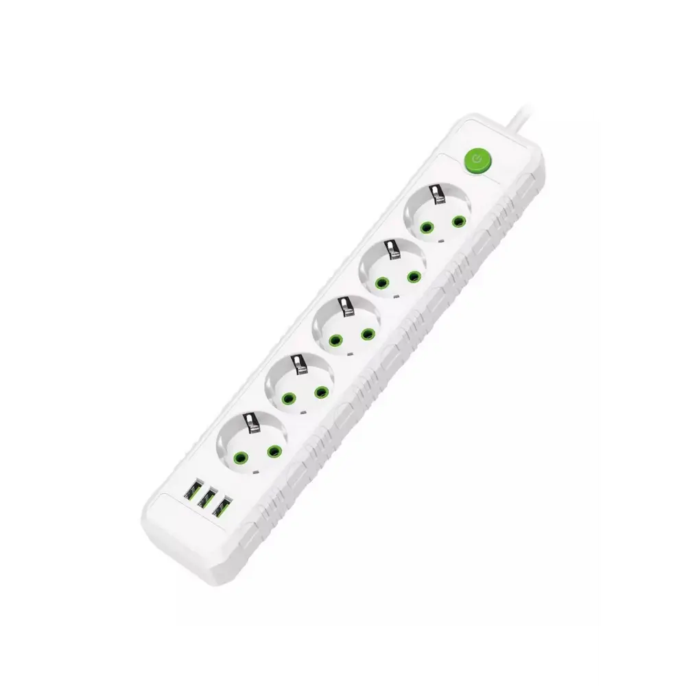 Фото 5 Удлинитель бытовой Amper JH-1033U-2W 3x0.75 2 м 5 розеток с заземлением 2500 Вт 3 USB цвет белый Фото 5 Удлинитель бытовой Amper JH-1033U-2W 3x0.75 2 м 5 розеток с заземлением 2500 Вт 3 USB цвет белый