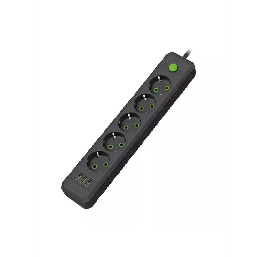Фото 3 Удлинитель бытовой Amper JH-1033U-2B 3x0.75 2 м 5 розеток с заземлением 2500 Вт 3 USB цвет черный Фото 3 Удлинитель бытовой Amper JH-1033U-2B 3x0.75 2 м 5 розеток с заземлением 2500 Вт 3 USB цвет черный