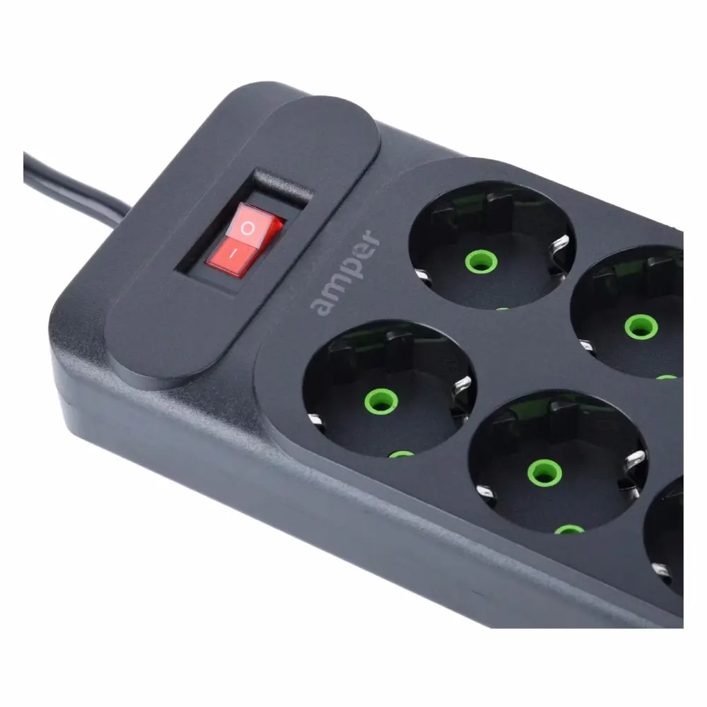 Фото 5 Удлинитель бытовой Amper JH-1076U-4B 3x0.75 4 м 6 розеток с заземлением 2500 Вт 4 USB 2 Type-C цвет черный Фото 5 Удлинитель бытовой Amper JH-1076U-4B 3x0.75 4 м 6 розеток с заземлением 2500 Вт 4 USB 2 Type-C цвет черный