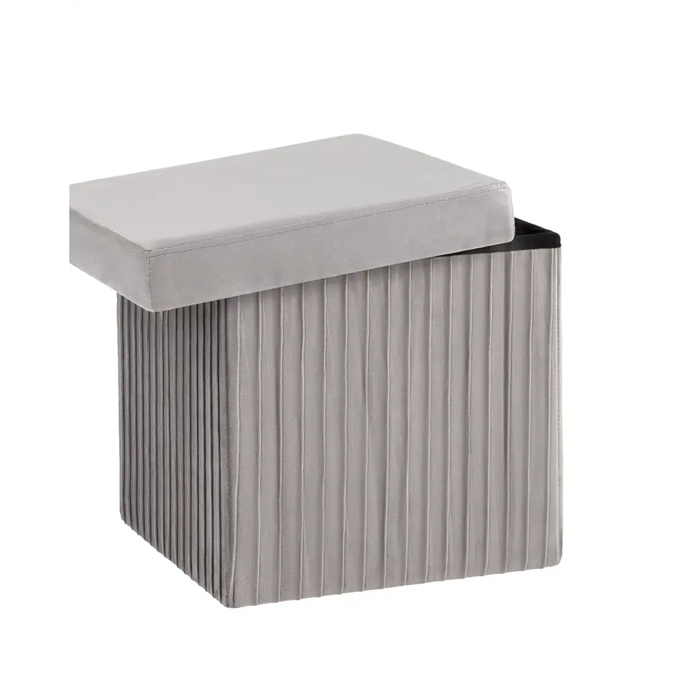 Фото 2 Пуф велюр складной с ящиком Stool Group HS15-F12 V15 BOX, 38x38 см, цвет серый Фото 2 Пуф велюр складной с ящиком Stool Group HS15-F12 V15 BOX, 38x38 см, цвет серый