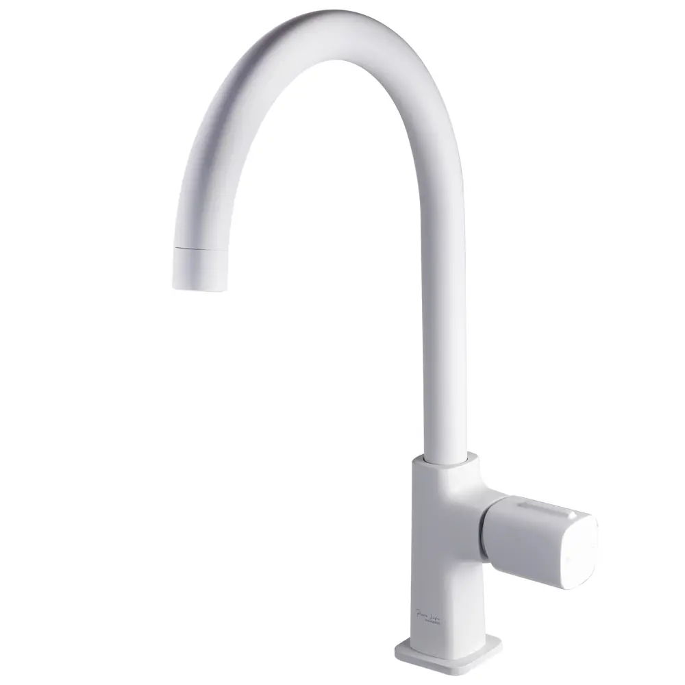 Фото Смеситель для кухни Maxonor pure life PL4089-8 поворотный излив 25 см цвет белый матовый Фото Смеситель для кухни Maxonor pure life PL4089-8 поворотный излив 25 см цвет белый матовый