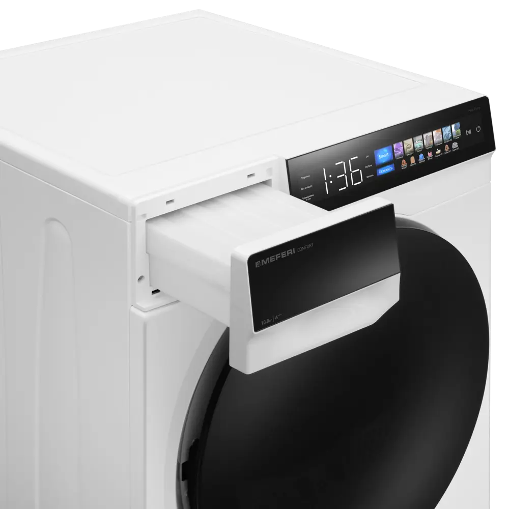 Фото 24 Сушильная машина Meferi MDR1016WH HP COMFORT с инвертором и тепловым насосом 50x85x56 цвет белый Фото 24 Сушильная машина Meferi MDR1016WH HP COMFORT с инвертором и тепловым насосом 50x85x56 цвет белый