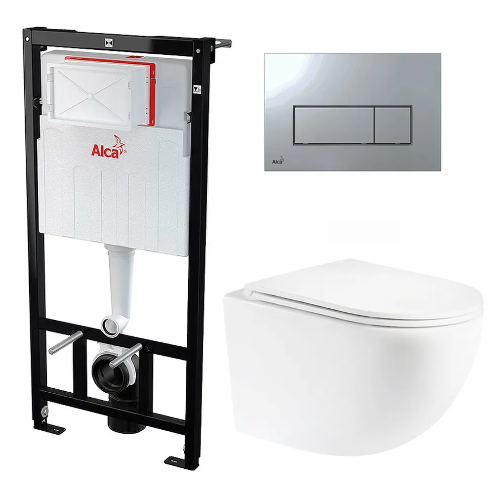 Фото Комплект 3 в 1 инсталляция AlcaPlast с подвесным унитазом BelBagno Uno кнопка хром 1 Фото Комплект 3 в 1 инсталляция AlcaPlast с подвесным унитазом BelBagno Uno кнопка хром 1