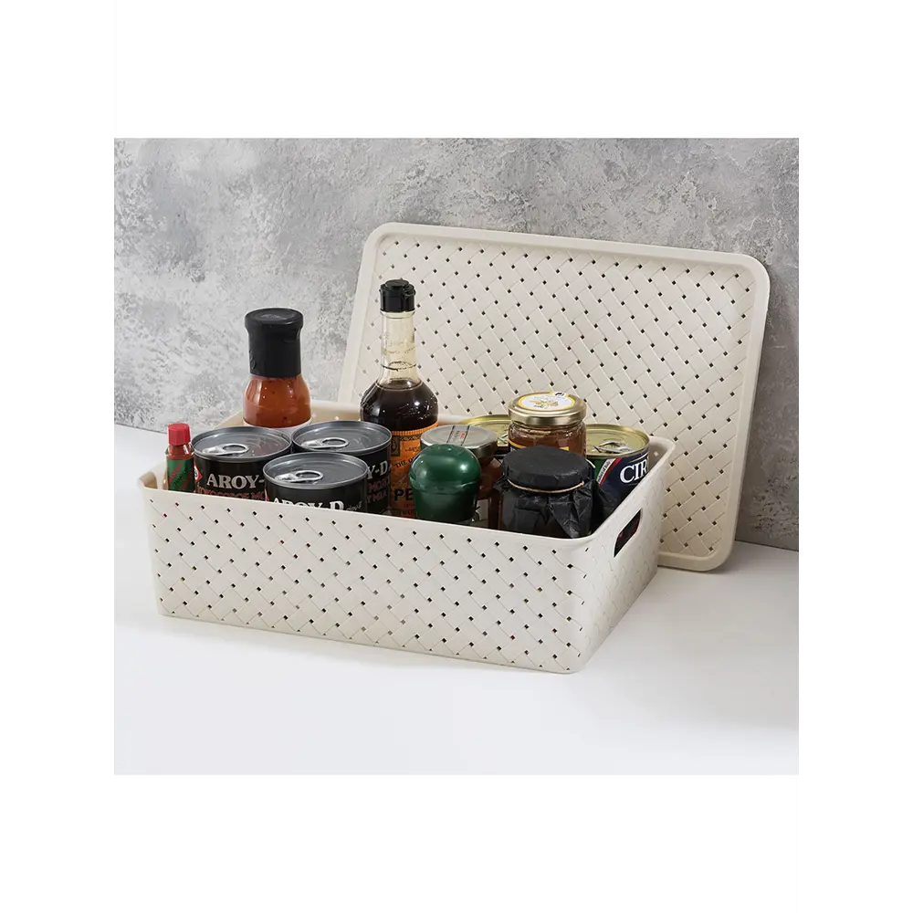 Фото 5 Корзина El Casa 811898+4lb 24.50x16.50x35.50 см полипропилен цвет латте/темно-коричневый 4 шт