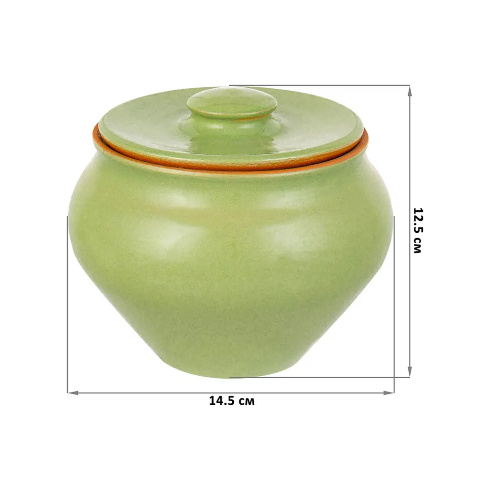 Фото 3 Горшочек с крышкой Вятская керамика 14.50x12.50 см 2 шт керамика цвет коричневый/салатовый Фото 3 Горшочек с крышкой Вятская керамика 14.50x12.50 см 2 шт керамика цвет коричневый/салатовый
