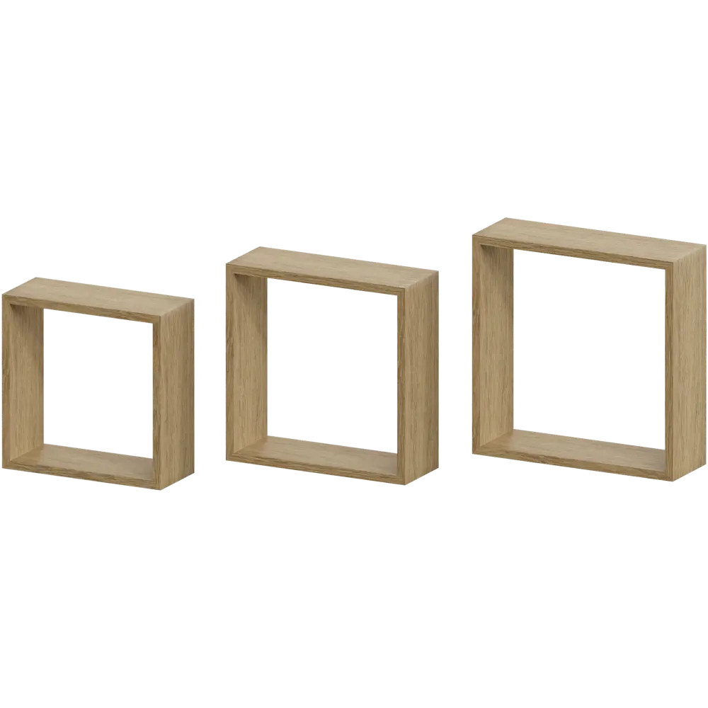 Фото 2 Полка настенная Spaceo 24x24 см/27x27 см/30x30 см МДФ цвет натуральный дуб 3 шт Фото 2 Полка настенная Spaceo 24x24 см/27x27 см/30x30 см МДФ цвет натуральный дуб 3 шт