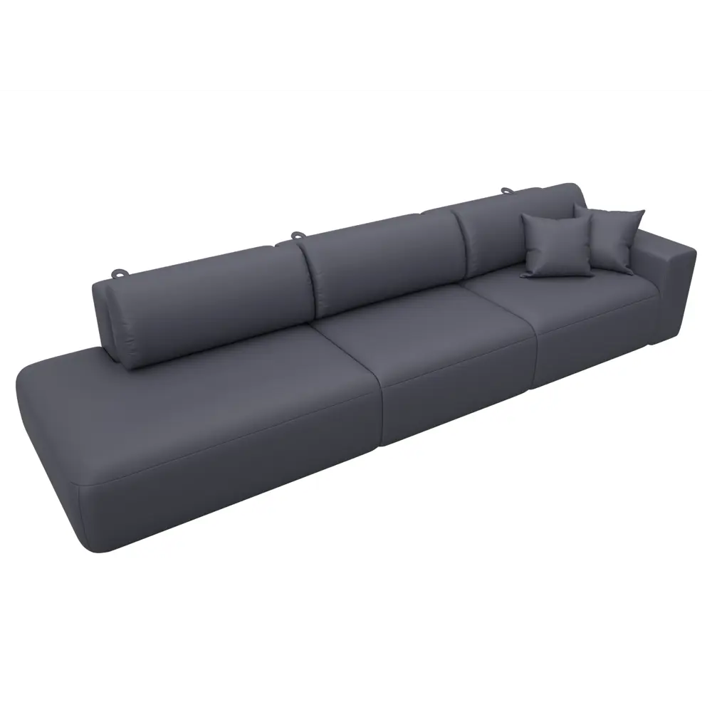 Фото 6 Диван прямой Лига-036 НПБ Модерн Лонг подлокотник справа Лига диванов 127693 365x84x111 см экокожа цвет grifon 15 серый