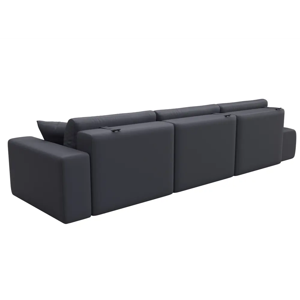 Фото 5 Диван прямой Лига-036 НПБ Модерн Лонг подлокотник справа Лига диванов 127693 365x84x111 см экокожа цвет grifon 15 серый