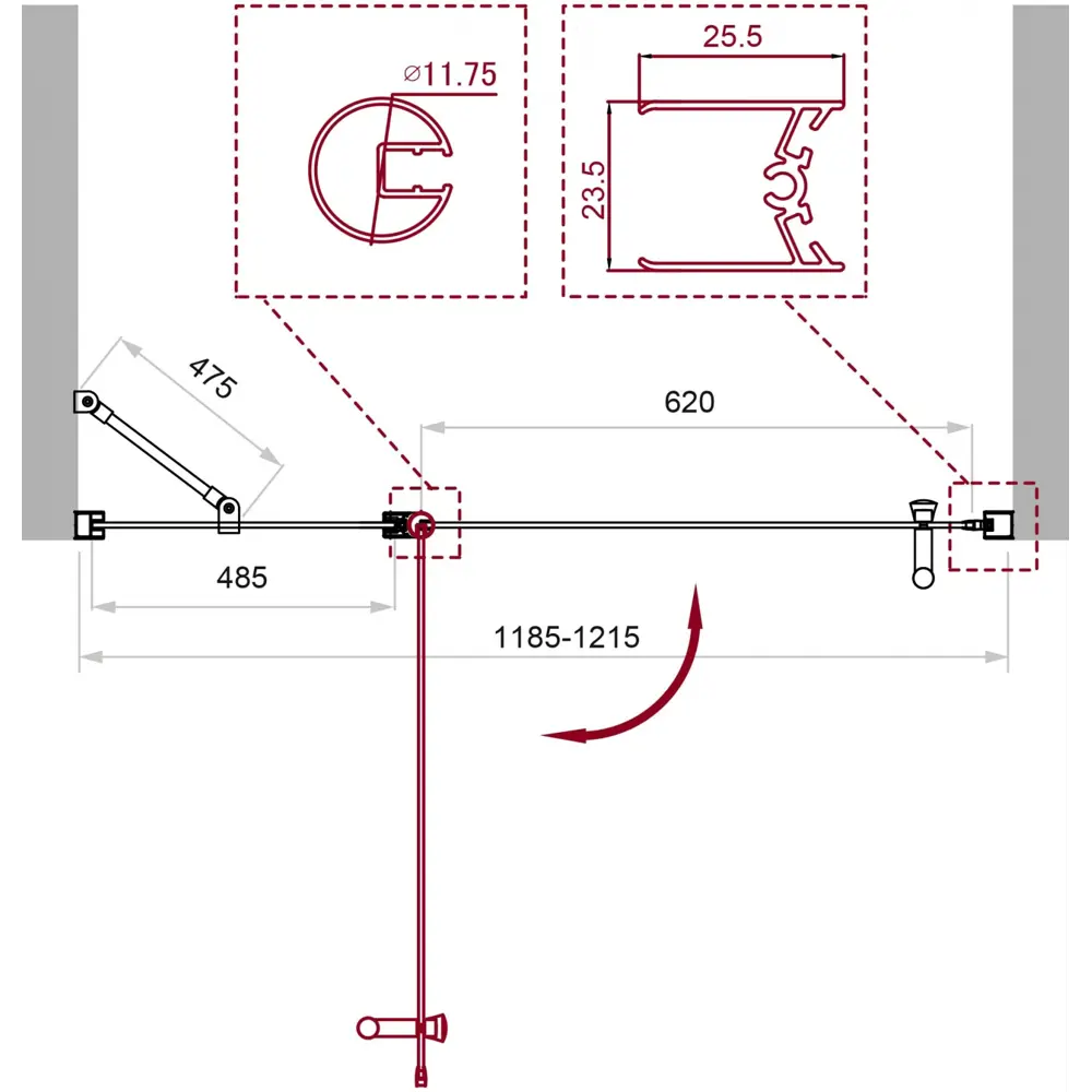 Фото 3 Душевая дверь Belbagno Uno 381419 120см эффект стекла прозрачный распашной
