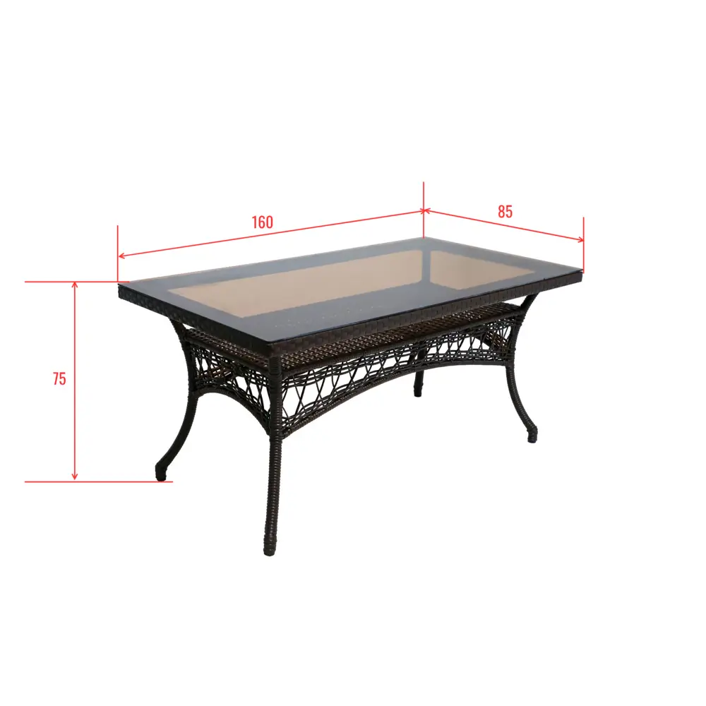 Фото 3 Стол садовый прямоугольный Deco 160x85x75 см искусственный ротанг темно-коричневый Фото 3 Стол садовый прямоугольный Deco 160x85x75 см искусственный ротанг темно-коричневый