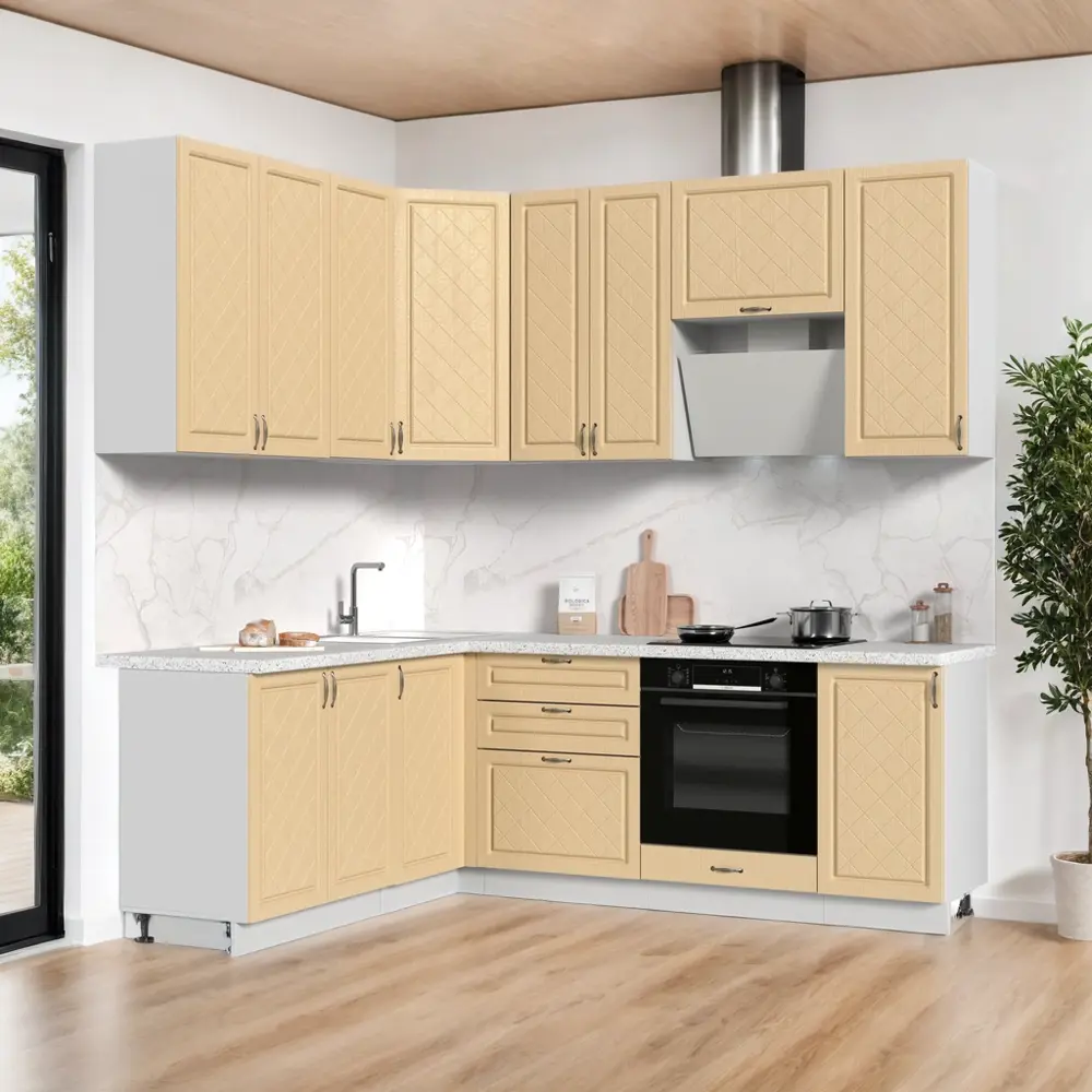 Фото 9 Кухонный гарнитур Стендмебель МоденаКГ180-220в-БДВ 220x237x60 см ЛДСП цвет дуб ваниль Фото 9 Кухонный гарнитур Стендмебель МоденаКГ180-220в-БДВ 220x237x60 см ЛДСП цвет дуб ваниль