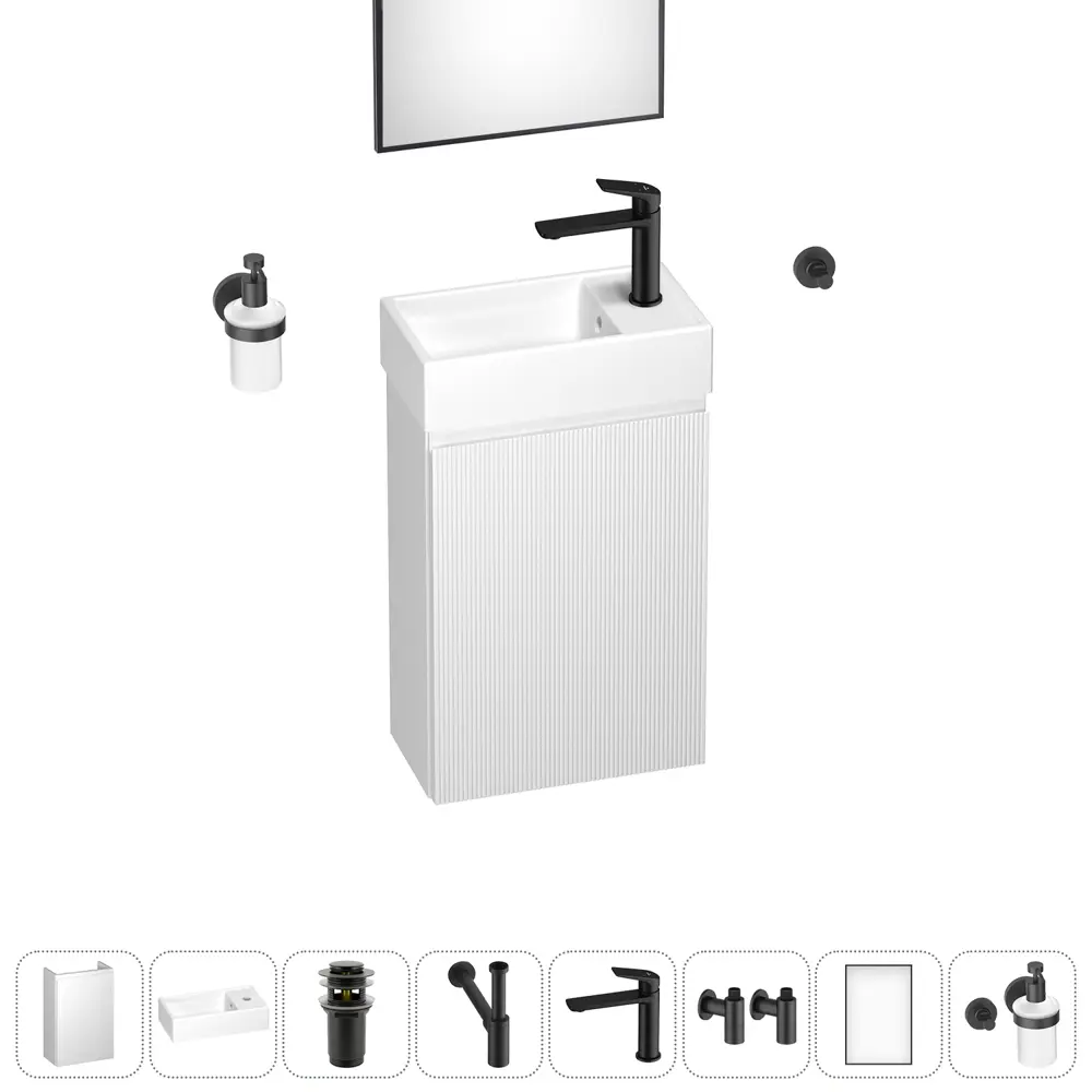 Фото Тумба с раковиной подвесная Wellsee WC Area 20216946R для ванной Фото Тумба с раковиной подвесная Wellsee WC Area 20216946R для ванной