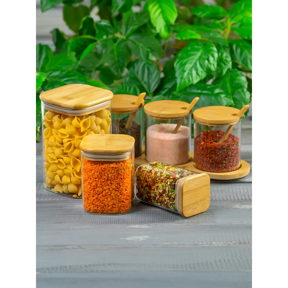 Фото 7 Набор банок для пищевых продуктов 9 шт Elan Gallery Crystal glass стекло цвет прозрачный/светло-коричневый Фото 7 Набор банок для пищевых продуктов 9 шт Elan Gallery Crystal glass стекло цвет прозрачный/светло-коричневый