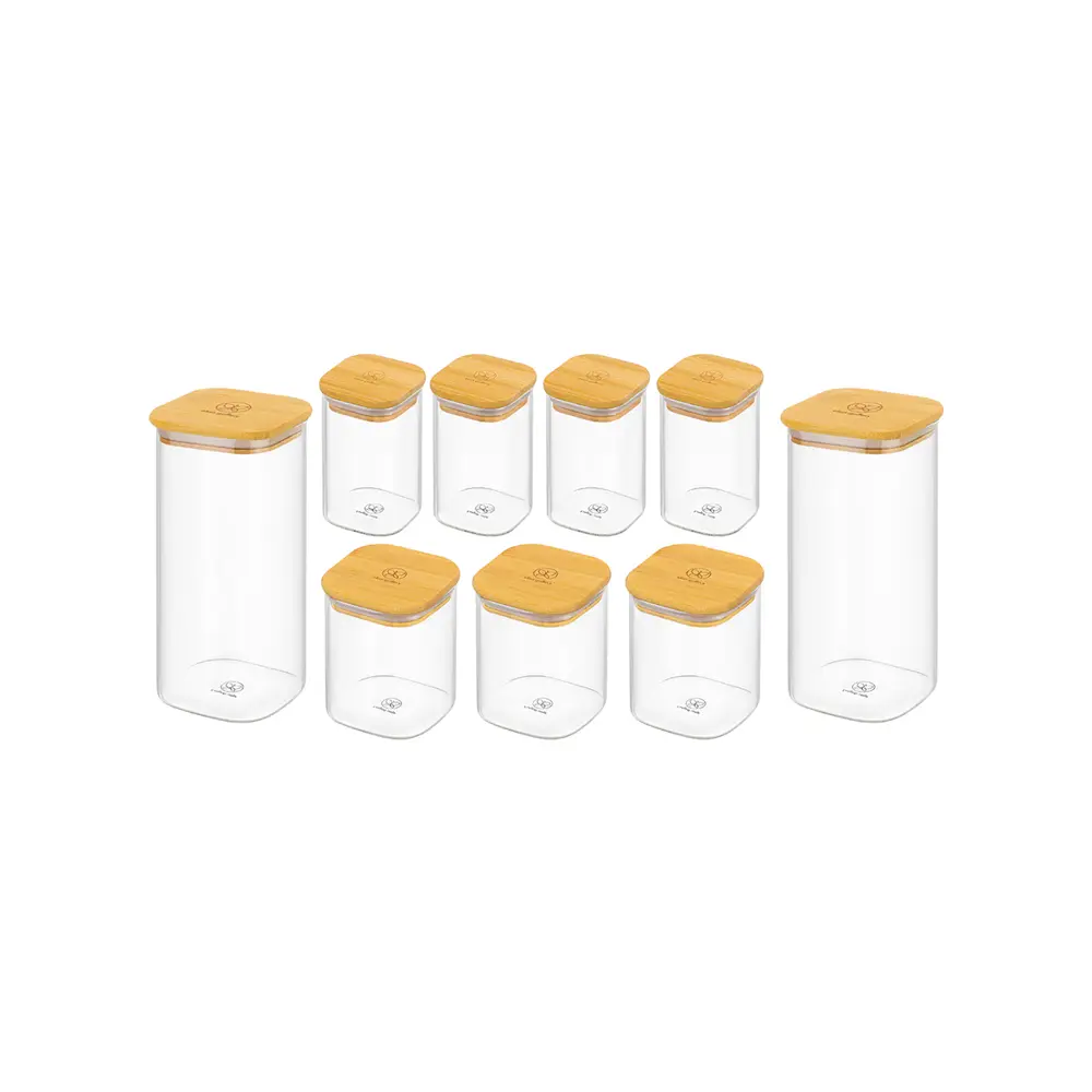 Фото 6 Набор банок для пищевых продуктов 9 шт Elan Gallery Crystal glass стекло цвет прозрачный/светло-коричневый Фото 6 Набор банок для пищевых продуктов 9 шт Elan Gallery Crystal glass стекло цвет прозрачный/светло-коричневый