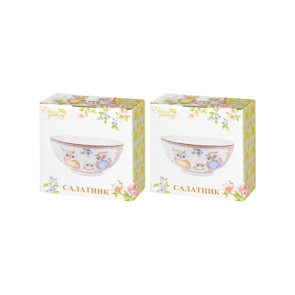 Фото 8 Салатник Elan Gallery "Совушки" New Bone China 15x15x7 см 700 мл 2 шт Фото 8 Салатник Elan Gallery "Совушки" New Bone China 15x15x7 см 700 мл 2 шт