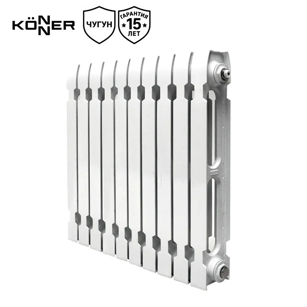 Фото 2 Радиатор секционный Konner Modern 500/96 10 секций боковое подключение чугун белый Фото 2 Радиатор секционный Konner Modern 500/96 10 секций боковое подключение чугун белый