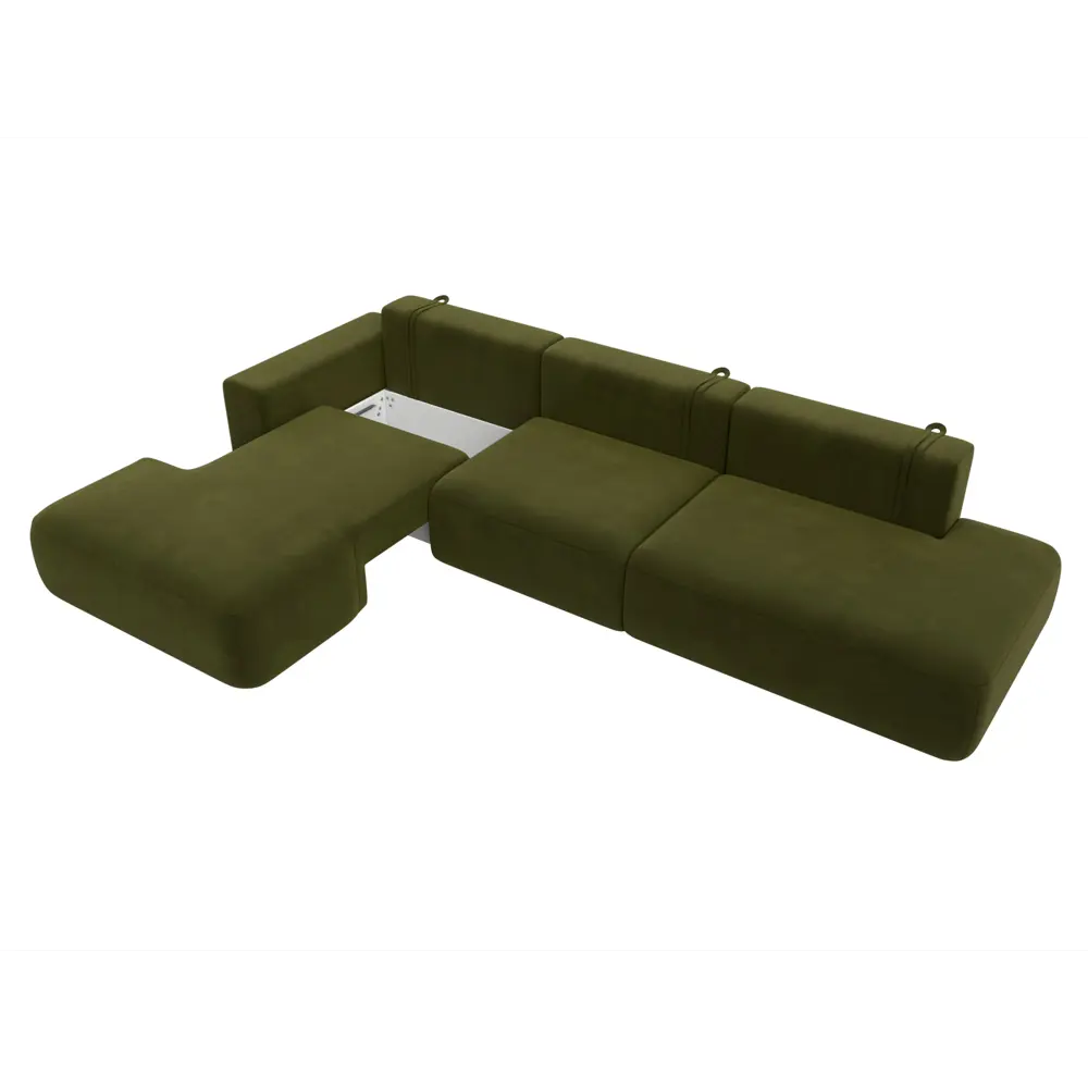 Фото 7 Диван угловой Лига-036 НПБ Модерн Лонг левый угол Лига диванов 121419L 365x84x162 см микровельвет цвет зеленый