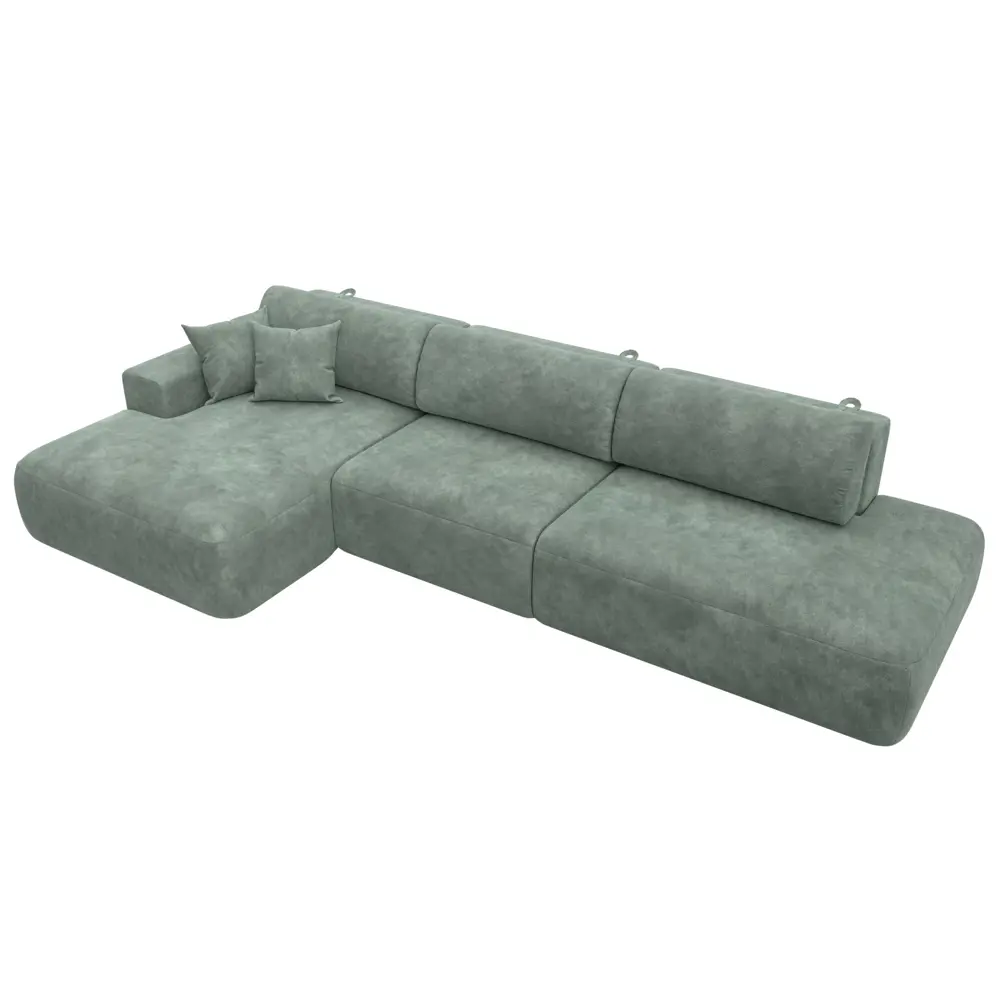 Фото 6 Диван угловой Лига-036 НПБ Модерн Лонг левый угол Лига диванов 127746L 365x84x162 см велюр цвет brut 08 зеленый