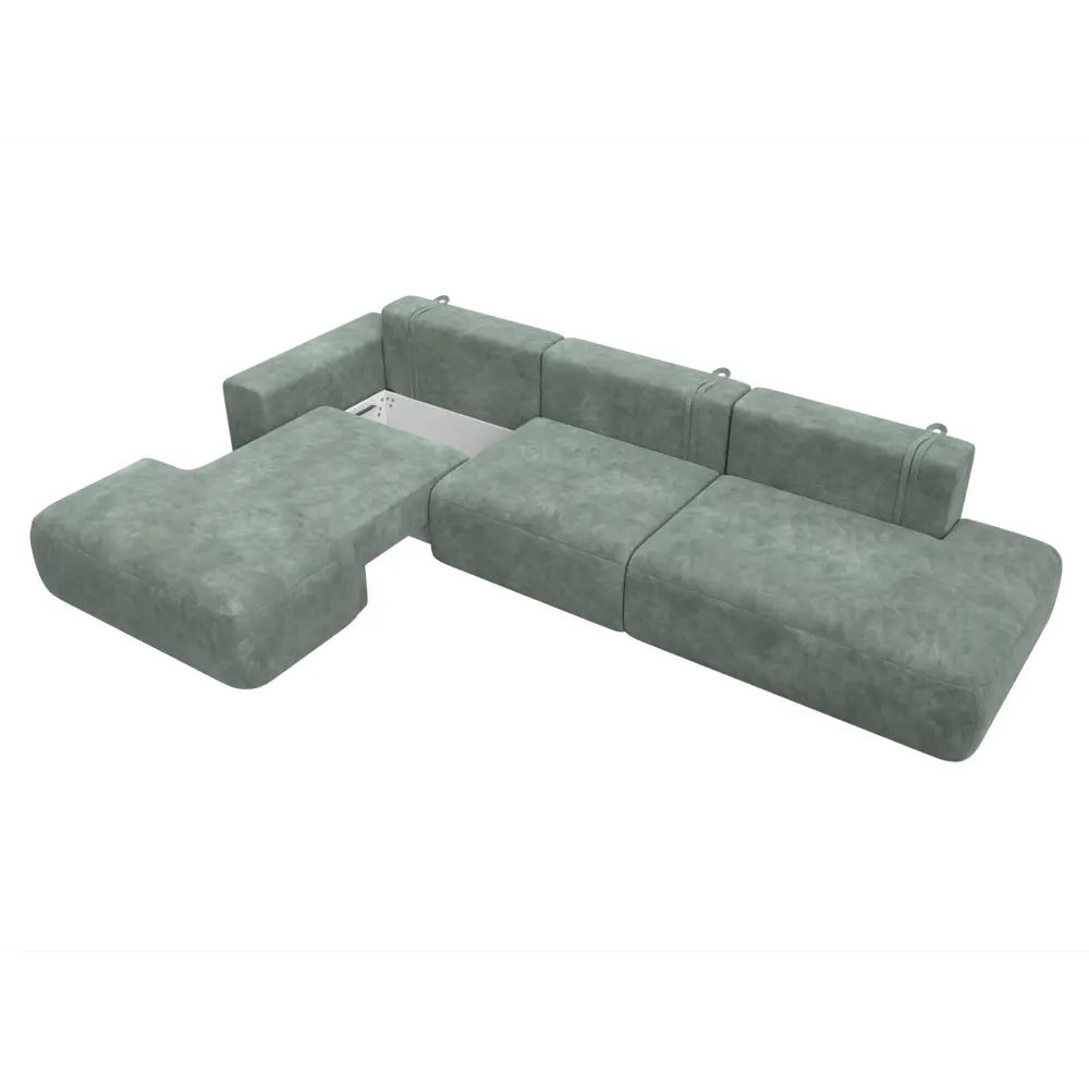 Фото 7 Диван угловой Лига-036 НПБ Модерн Лонг левый угол Лига диванов 127746L 365x84x162 см велюр цвет brut 08 зеленый