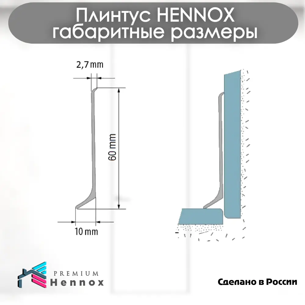 Фото 6 Угол наружный для плинтуса алюминий Hennox белый матовый высота 60 мм 1 шт Фото 6 Угол наружный для плинтуса алюминий Hennox белый матовый высота 60 мм 1 шт