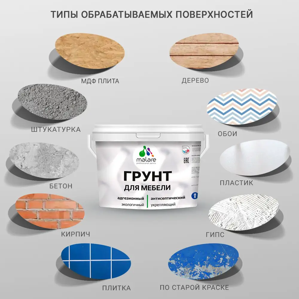 Фото Грунт для мебели Malare Professional полупрозрачный 0.5кг Фото Грунт для мебели Malare Professional полупрозрачный 0.5кг