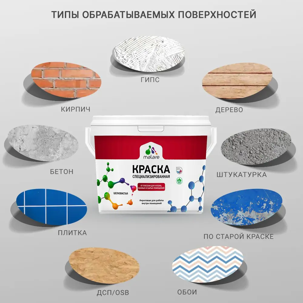 Фото 5 Краска для сырых помещений Malare Professional от плесени без запаха матовая цвет коралловый 2.7 л Фото 5 Краска для сырых помещений Malare Professional от плесени без запаха матовая цвет коралловый 2.7 л
