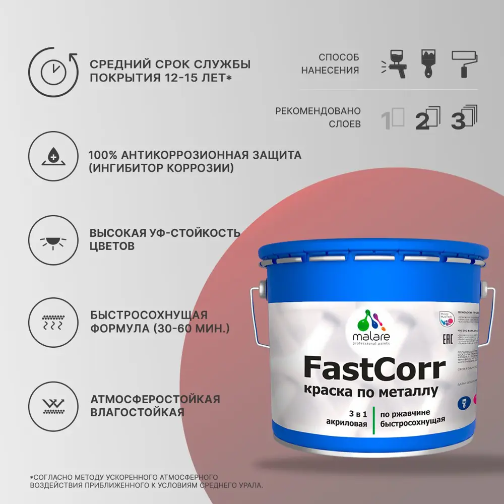 Фото 4 Краска по металлу и ржавчине Malare FastCorr износостойкая быстросохнущая цвет RAL 5005 синий глянцевая 10 кг Фото 4 Краска по металлу и ржавчине Malare FastCorr износостойкая быстросохнущая цвет RAL 5005 синий глянцевая 10 кг