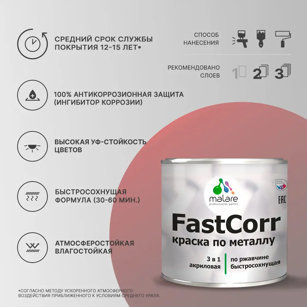 Фото 4 Краска по металлу и ржавчине Malare FastCorr износостойкая быстросохнущая цвет RAL 5005 синий матовая 0.8 кг Фото 4 Краска по металлу и ржавчине Malare FastCorr износостойкая быстросохнущая цвет RAL 5005 синий матовая 0.8 кг