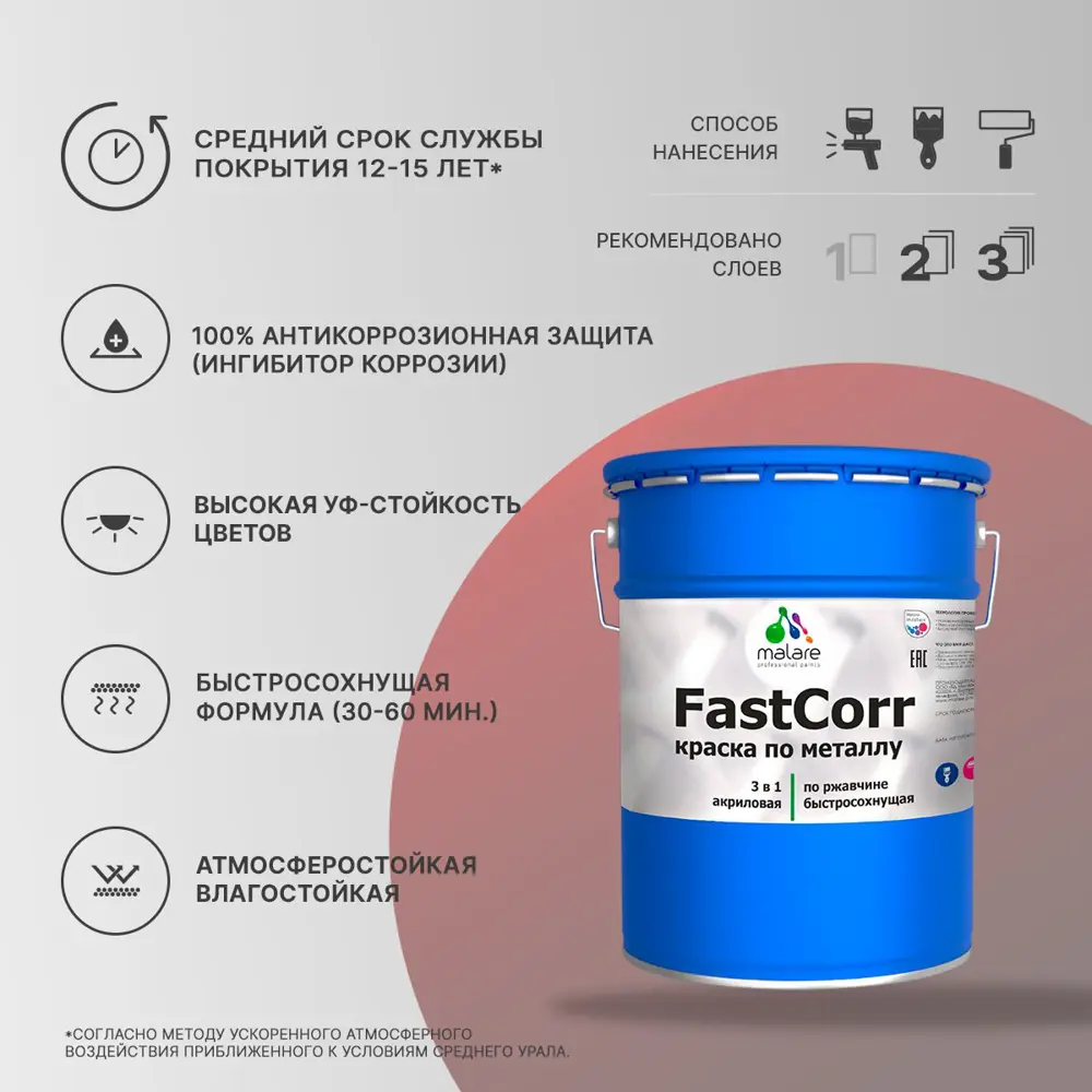 Фото 2 Краска по металлу и ржавчине Malare FastCorr износостойкая быстросохнущая цвет RAL 6032 зеленый матовая 20 кг Фото 2 Краска по металлу и ржавчине Malare FastCorr износостойкая быстросохнущая цвет RAL 6032 зеленый матовая 20 кг