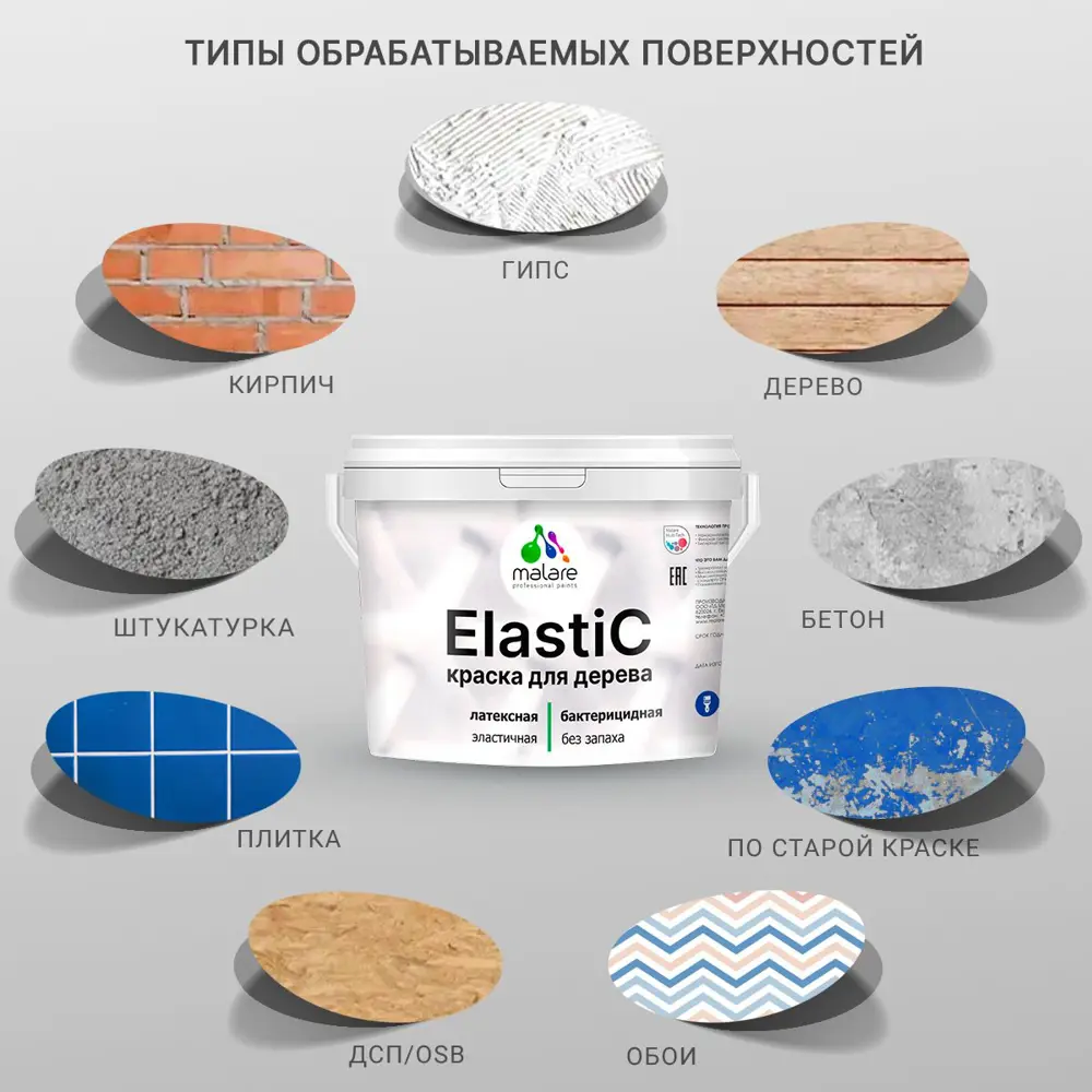 Фото 3 Краска фасадная для дерева Malare Elastic Wood быстросохнущая матовая цвет японский лосось 10 кг Фото 3 Краска фасадная для дерева Malare Elastic Wood быстросохнущая матовая цвет японский лосось 10 кг