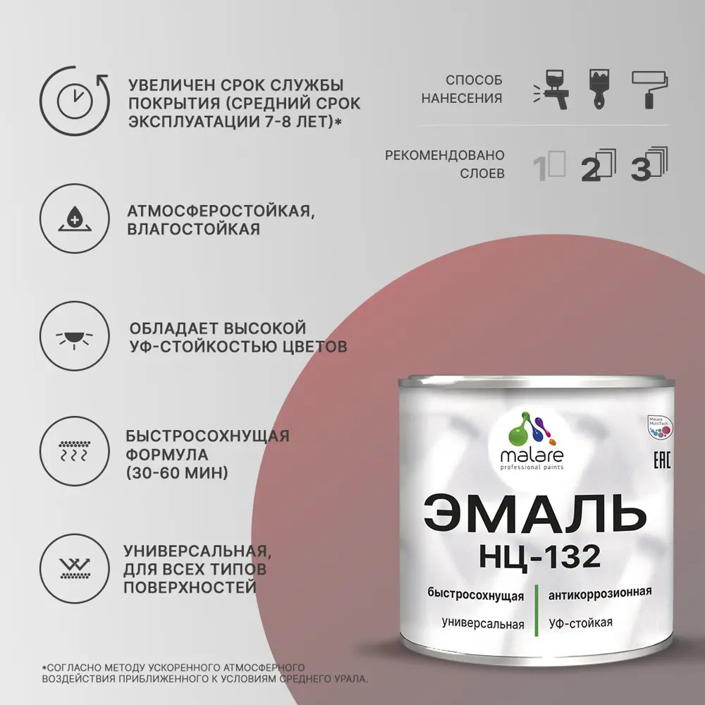 Фото 2 Эмаль универсальная Malare Professional НЦ_022 НЦ-132 быстросохнущая цвет RAL 3005 вишнево-бордовый глянцевая 2 кг Фото 2 Эмаль универсальная Malare Professional НЦ_022 НЦ-132 быстросохнущая цвет RAL 3005 вишнево-бордовый глянцевая 2 кг