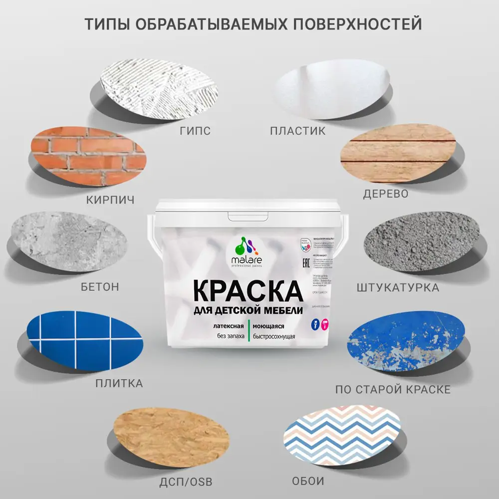 Фото 3 Краска для мебели Malare Latex экологичная без запаха полуглянцевая цвет акварельно-голубой 1 кг Фото 3 Краска для мебели Malare Latex экологичная без запаха полуглянцевая цвет акварельно-голубой 1 кг