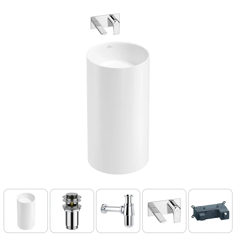 Фото Напольная раковина отдельностоящая Wellsee Chalice Perfection 20212888R размер 45x45x85 см, с донным клапаном, сифоном и смесителем Фото Напольная раковина отдельностоящая Wellsee Chalice Perfection 20212888R размер 45x45x85 см, с донным клапаном, сифоном и смесителем