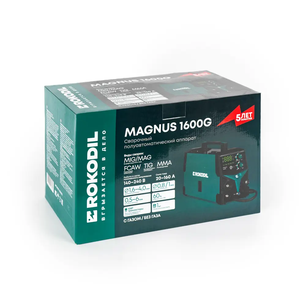Фото 20 Сварочный полуавтомат инверторный Rokodil Magnus 1600G, 160 А, до 4 мм Фото 20 Сварочный полуавтомат инверторный Rokodil Magnus 1600G, 160 А, до 4 мм