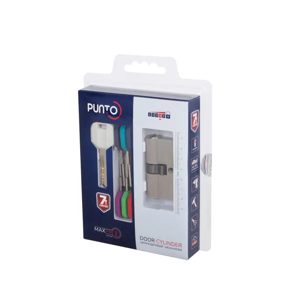 Фото 3 Цилиндровый механизм Punto MaxPro7000Key60mm (25+10+25) SN никель 7key Фото 3 Цилиндровый механизм Punto MaxPro7000Key60mm (25+10+25) SN никель 7key