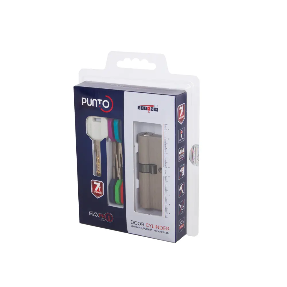 Фото 3 Цилиндровый механизм Punto MaxPro7000Key80mm (35+10+35) SN никель 7key Фото 3 Цилиндровый механизм Punto MaxPro7000Key80mm (35+10+35) SN никель 7key