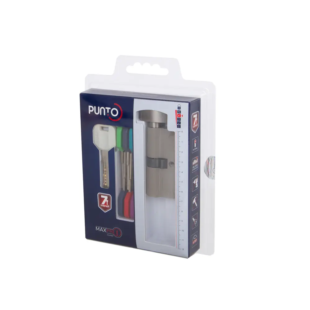 Фото 3 Цилиндровый механизм Punto MaxPro7002Knob65mm(25+10+30) SN никель 7key с вертушкой