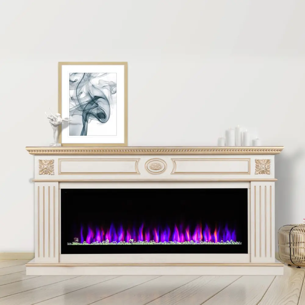 Фото 3 Каминокомплект Realflame Siena 50 WT с очагом Saphir-S 50 750Вт белый дуб с золотой патиной Фото 3 Каминокомплект Realflame Siena 50 WT с очагом Saphir-S 50 750Вт белый дуб с золотой патиной