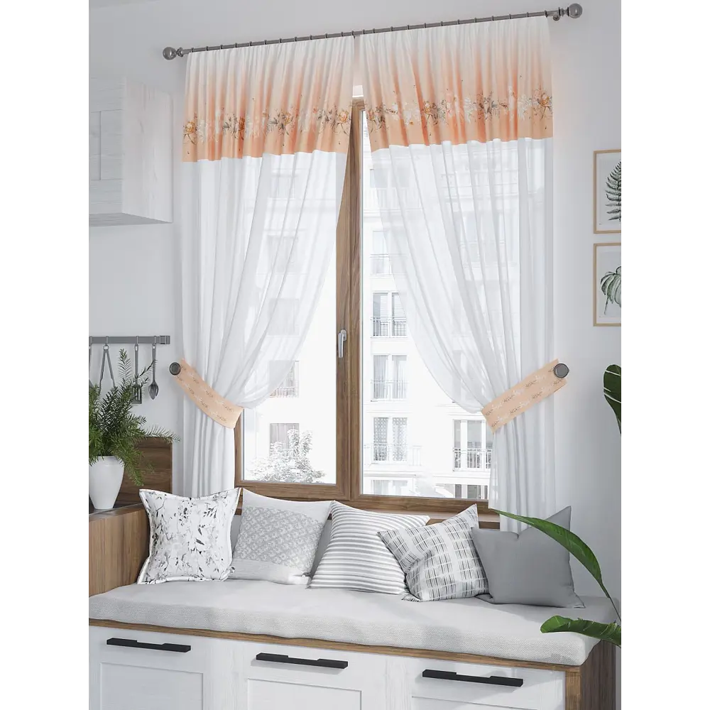 Фото 3 Комплект штор At home Базовая коллекция AT529188 на шторной ленте 180x150 см цвет белый