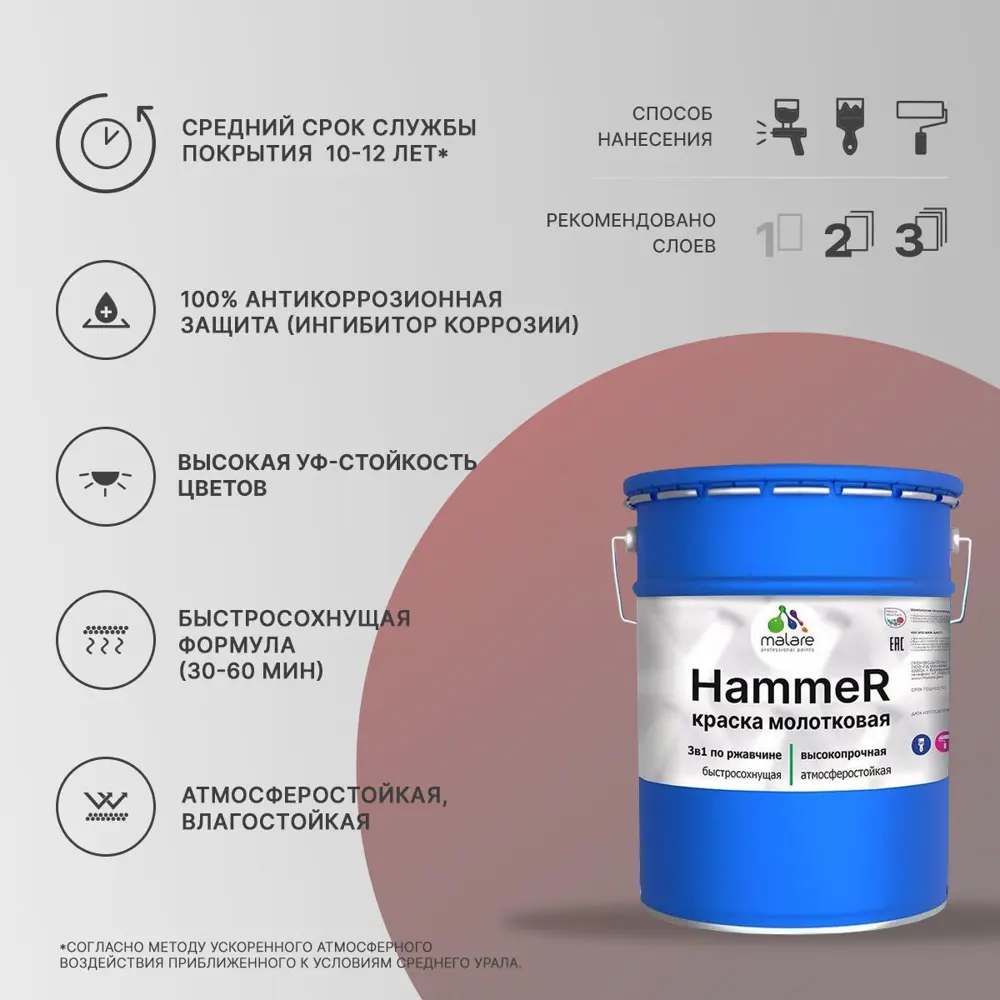 Фото Грунт-эмаль по ржавчине 3 в 1 Malare Hammer Malare FastCorr молотковая анти цветкоррозионная полуглянцевая цвет синий 20 кг Фото Грунт-эмаль по ржавчине 3 в 1 Malare Hammer Malare FastCorr молотковая анти цветкоррозионная полуглянцевая цвет синий 20 кг