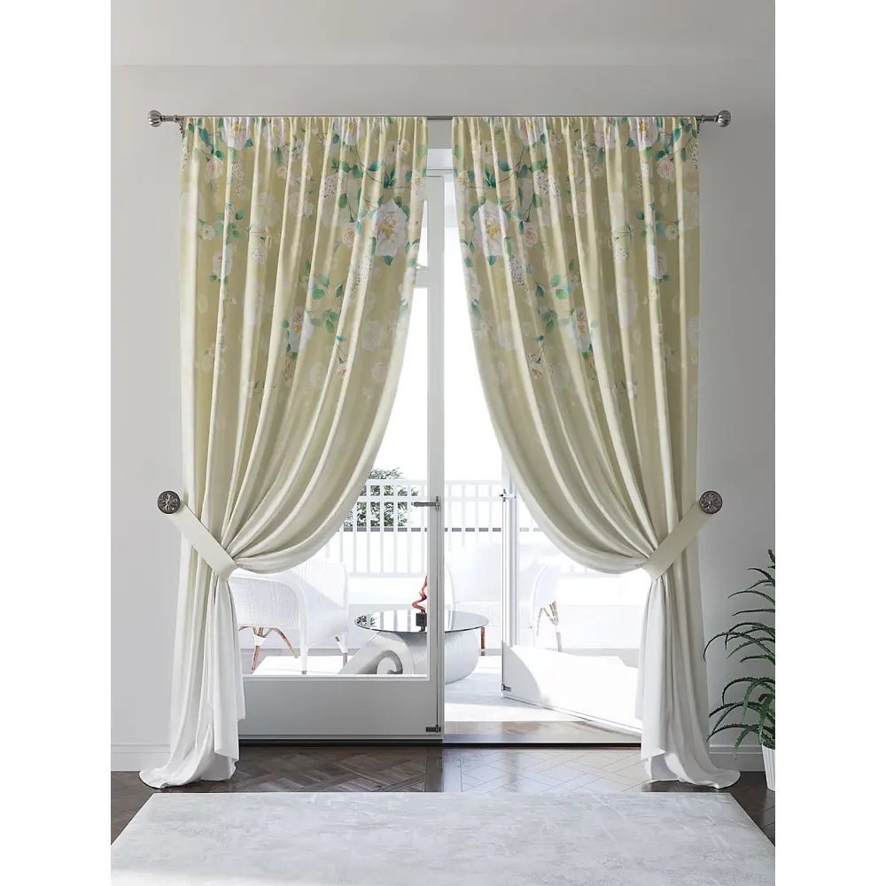 Фото 4 Комплект штор на шторной ленте AT Home Фикерион 150x280 см цвет зеленый Фото 4 Комплект штор на шторной ленте AT Home Фикерион 150x280 см цвет зеленый
