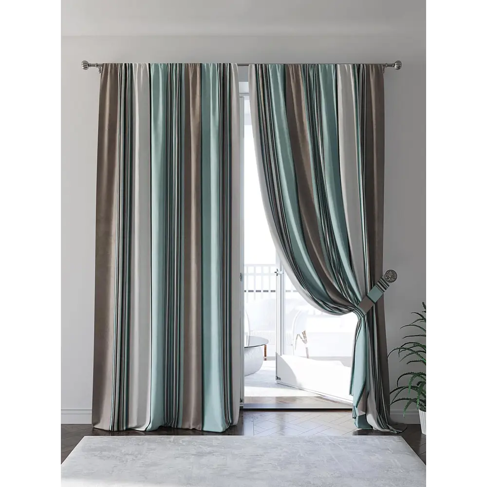 Фото 2 Комплект штор на шторной ленте AT Home Римионвис 150x280 см цвет бежевый Фото 2 Комплект штор на шторной ленте AT Home Римионвис 150x280 см цвет бежевый