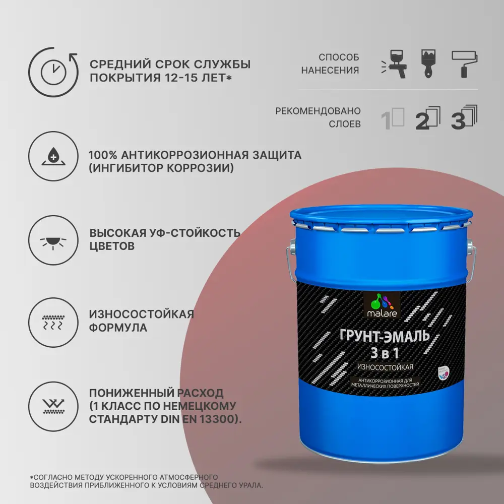 Фото 3 Грунт-эмаль по ржавчине 3 в 1 Malare StrongCorr ГЭ-АУ_016 износостойкая глянцевая цвет RAL 6032 зеленый 18 кг Фото 3 Грунт-эмаль по ржавчине 3 в 1 Malare StrongCorr ГЭ-АУ_016 износостойкая глянцевая цвет RAL 6032 зеленый 18 кг