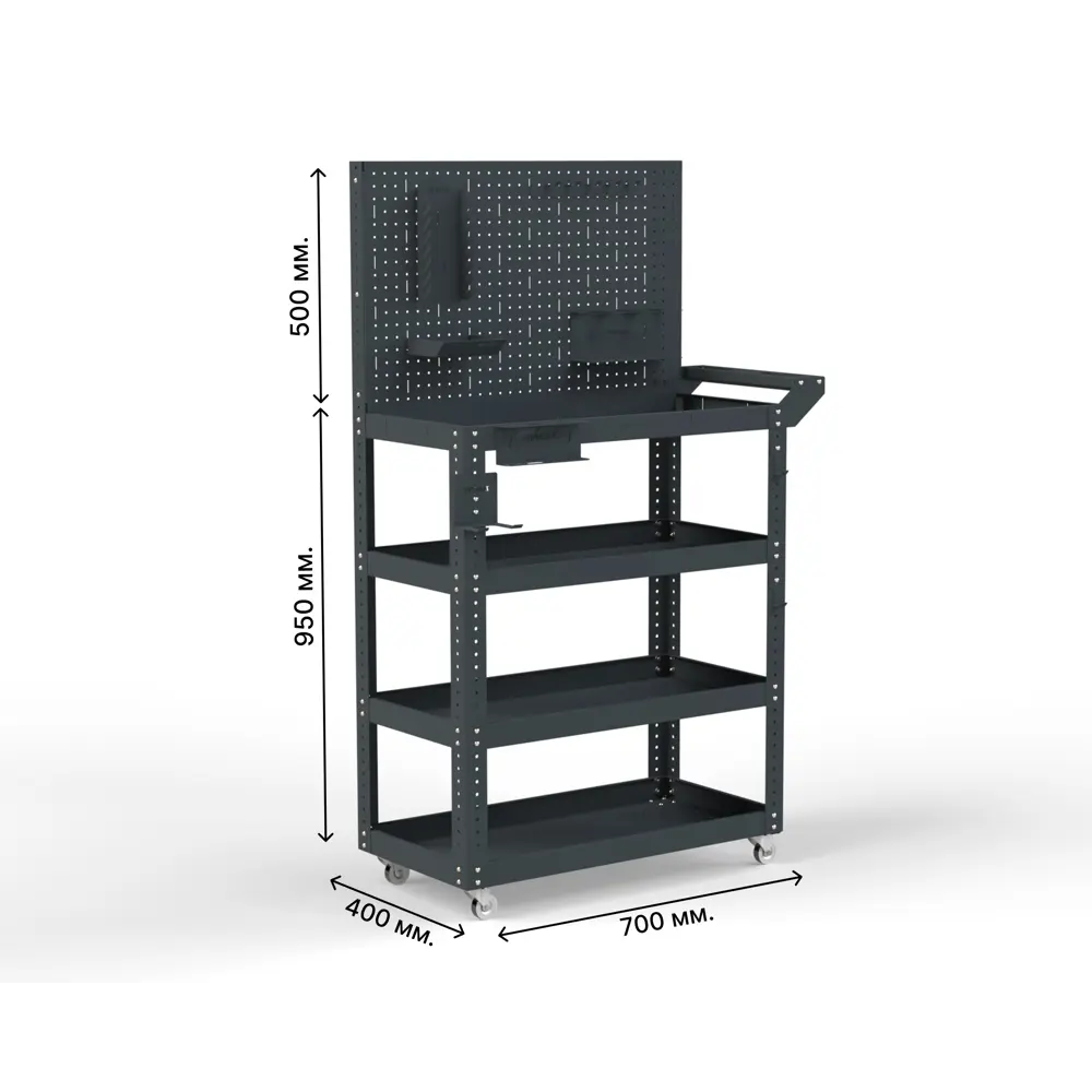 Фото 2 Тележка инструментальная Metalex 118328 Тип 4 950x450x700 мм 4 полки Фото 2 Тележка инструментальная Metalex 118328 Тип 4 950x450x700 мм 4 полки