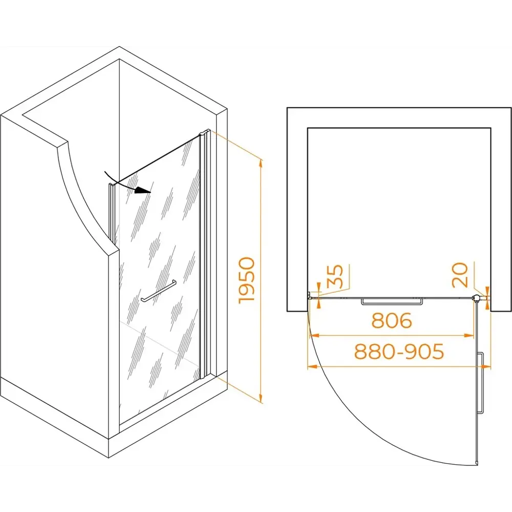 Фото Душевая дверь Rgw 587908 90см эффект стекла прозрачный распашной Фото Душевая дверь Rgw 587908 90см эффект стекла прозрачный распашной