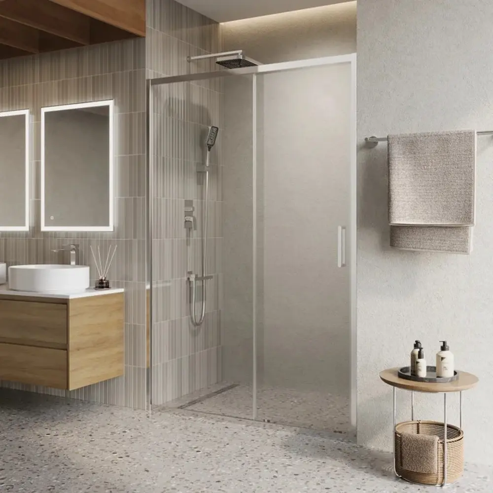 Фото 4 Душевая дверь Belbagno 663371 130см эффект стекла прозрачный раздвижной Фото 4 Душевая дверь Belbagno 663371 130см эффект стекла прозрачный раздвижной