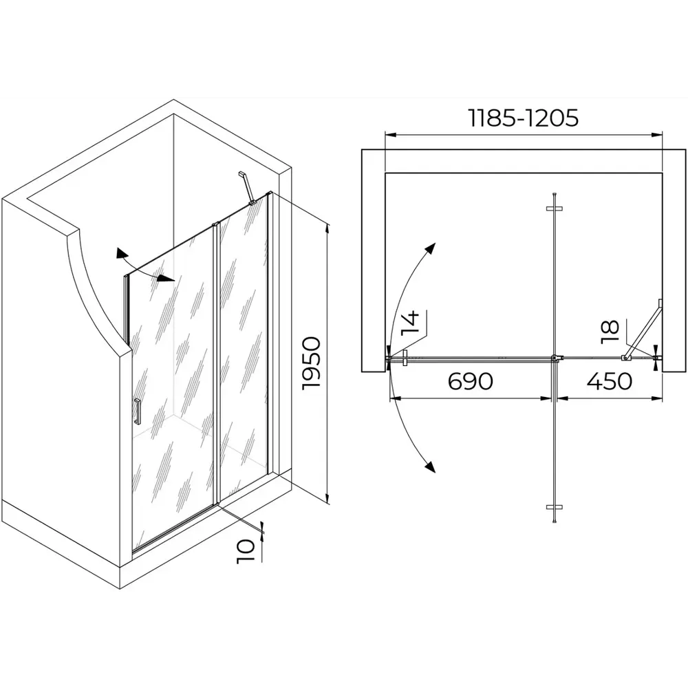 Фото 3 Душевая дверь Rgw 595200 120см эффект стекла прозрачный распашной