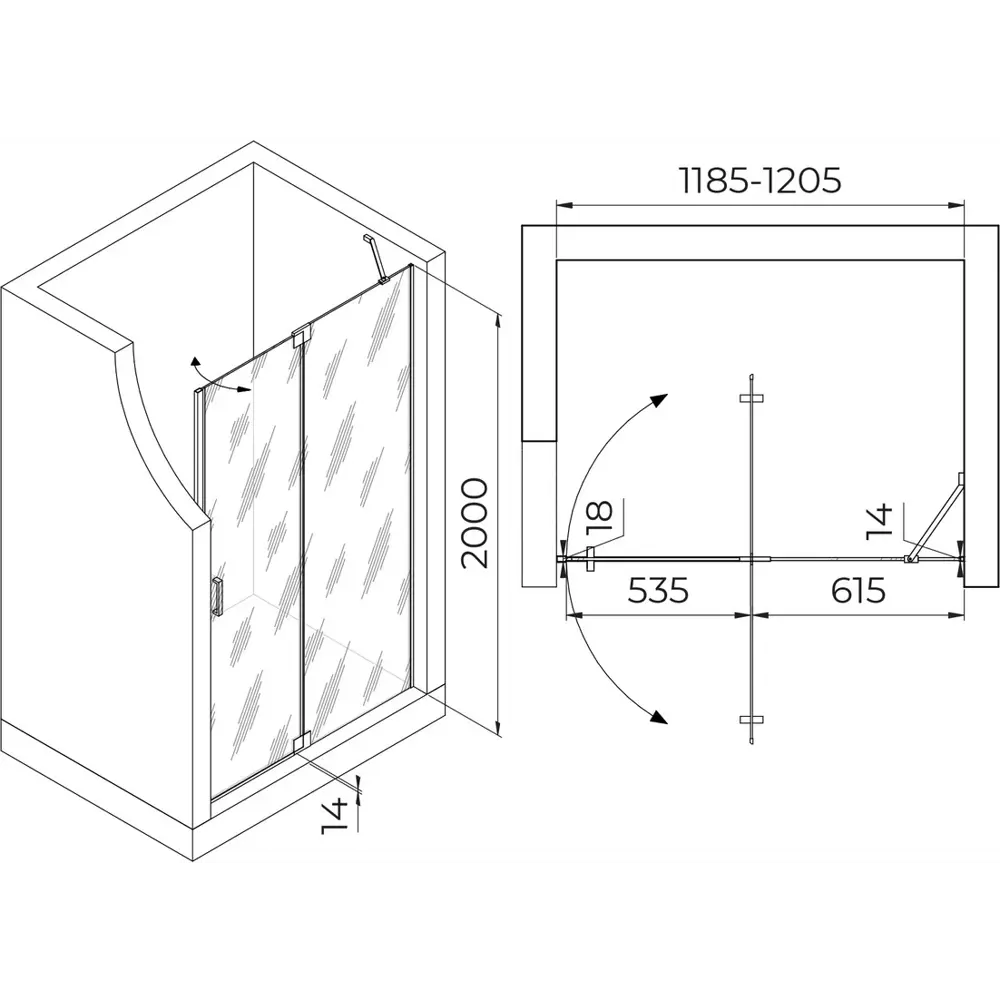 Фото 3 Душевая дверь Rgw 595210 120см эффект стекла прозрачный распашной