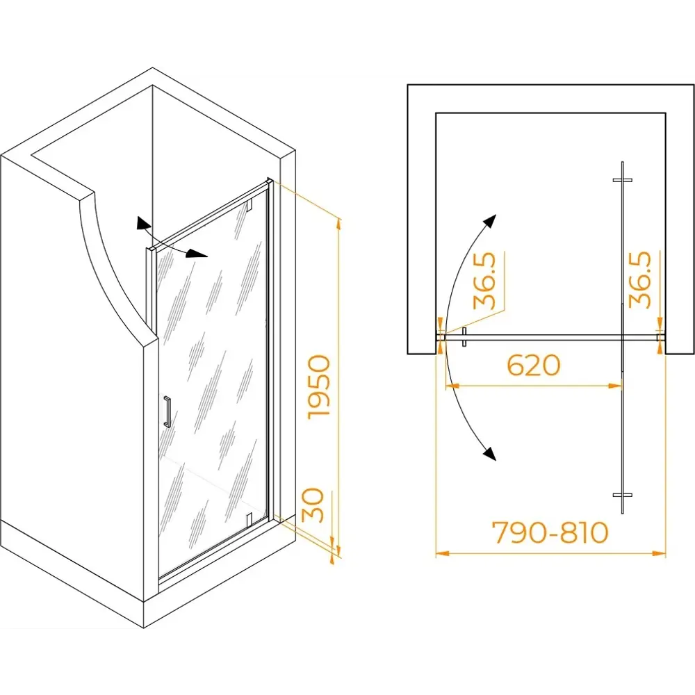 Фото 2 Душевая дверь Rgw 587993 80см эффект стекла прозрачный распашной Фото 2 Душевая дверь Rgw 587993 80см эффект стекла прозрачный распашной